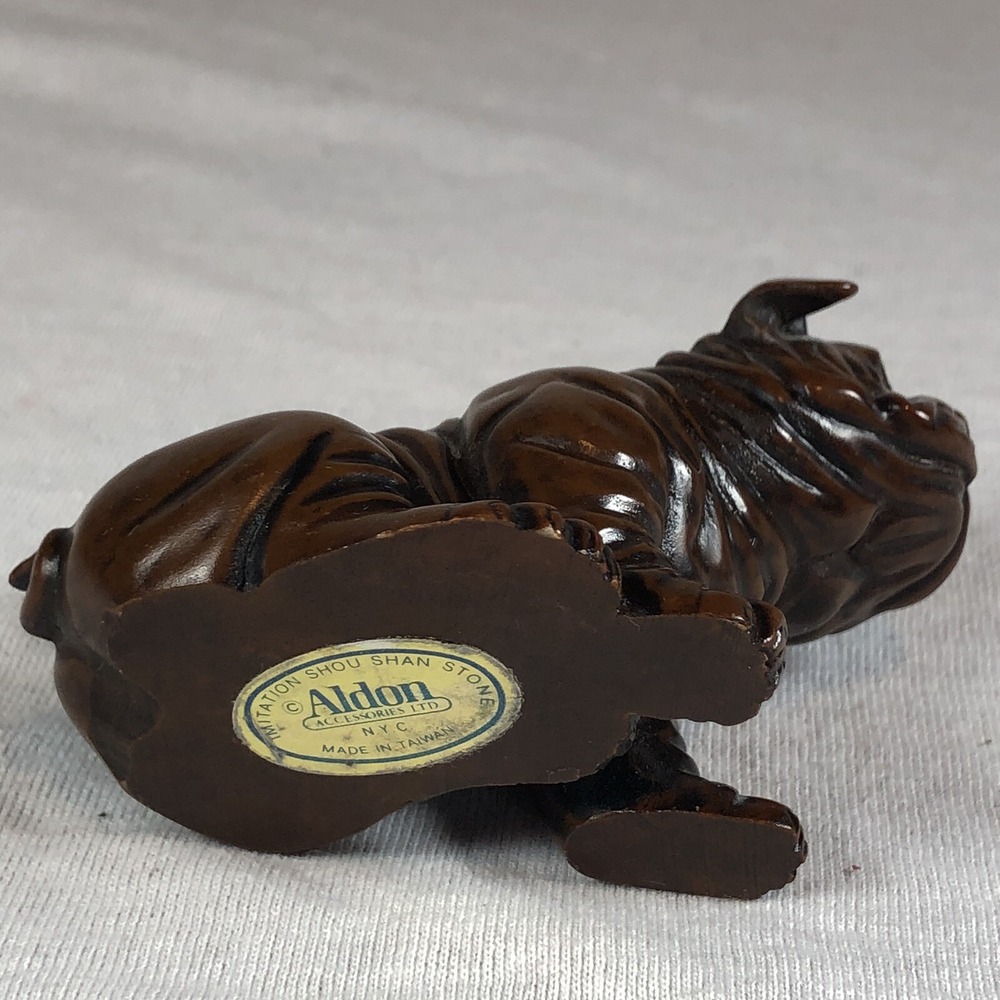 Vintage Aldon Accessories Bulldog Dog Figurine Taiwan Imitation Shou Shan Stone - Picture 5 of 8